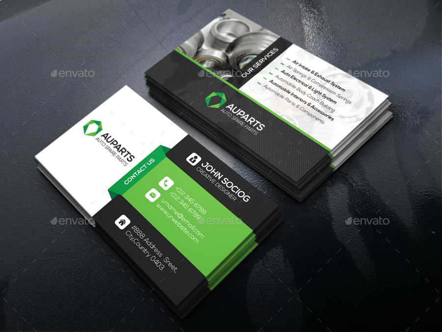 Auto Spare Business Card, Print Templates GraphicRiver